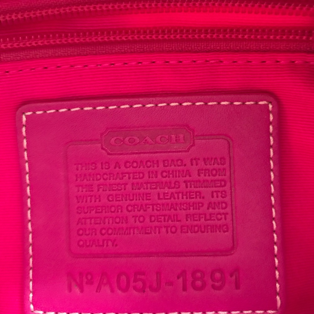 Bright pink Coach satin hobo bag - Picture 4 of 8